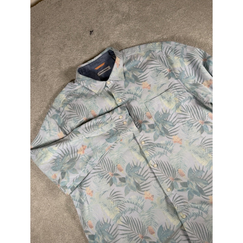 Tommy Bahama Coastline‎ Cord Shirt Mens 2XL Blue Green Floral Hawaiian Beach